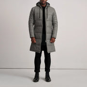 Floyd Grey Hooded Leather Puffer Coat - image 3