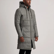 Floyd Grey Hooded Leather Puffer Coat - image 2