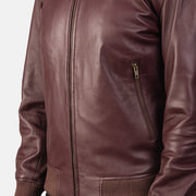 Shane Maroon Leather Bomber Jacket
