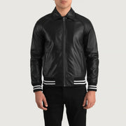 Walton Black Leather Varsity Jacket