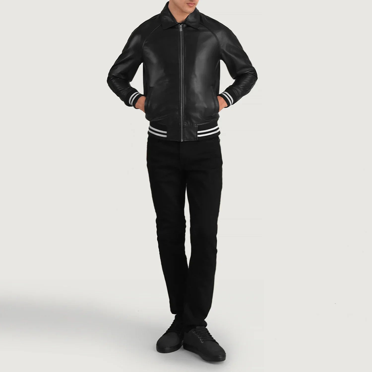 Walton Black Leather Varsity Jacket