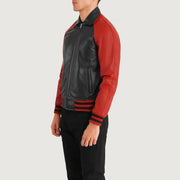 Walton Black & Red Leather Varsity Jacket