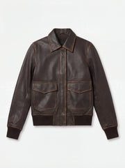 Westa A-2 Brown Leather Bomber Jacket