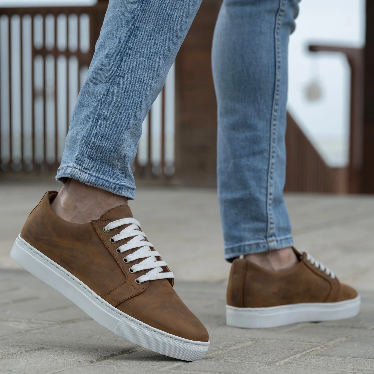 Orlaven Murphy Low Top Burnt Copper Pullup Leather Sneakers footwear image 8