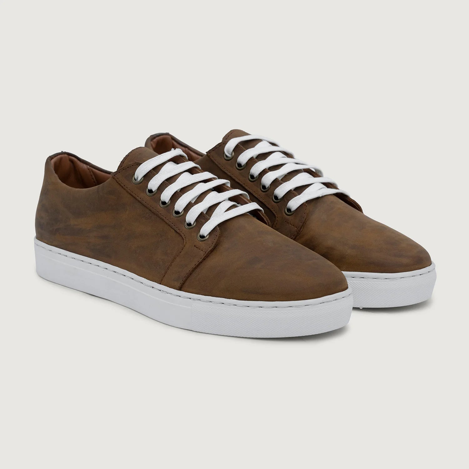 Orlaven Murphy Low Top Burnt Copper Pullup Leather Sneakers footwear image 1