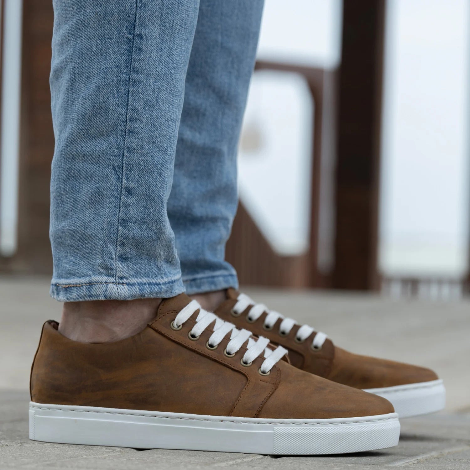 Orlaven Murphy Low Top Burnt Copper Pullup Leather Sneakers footwear image 7