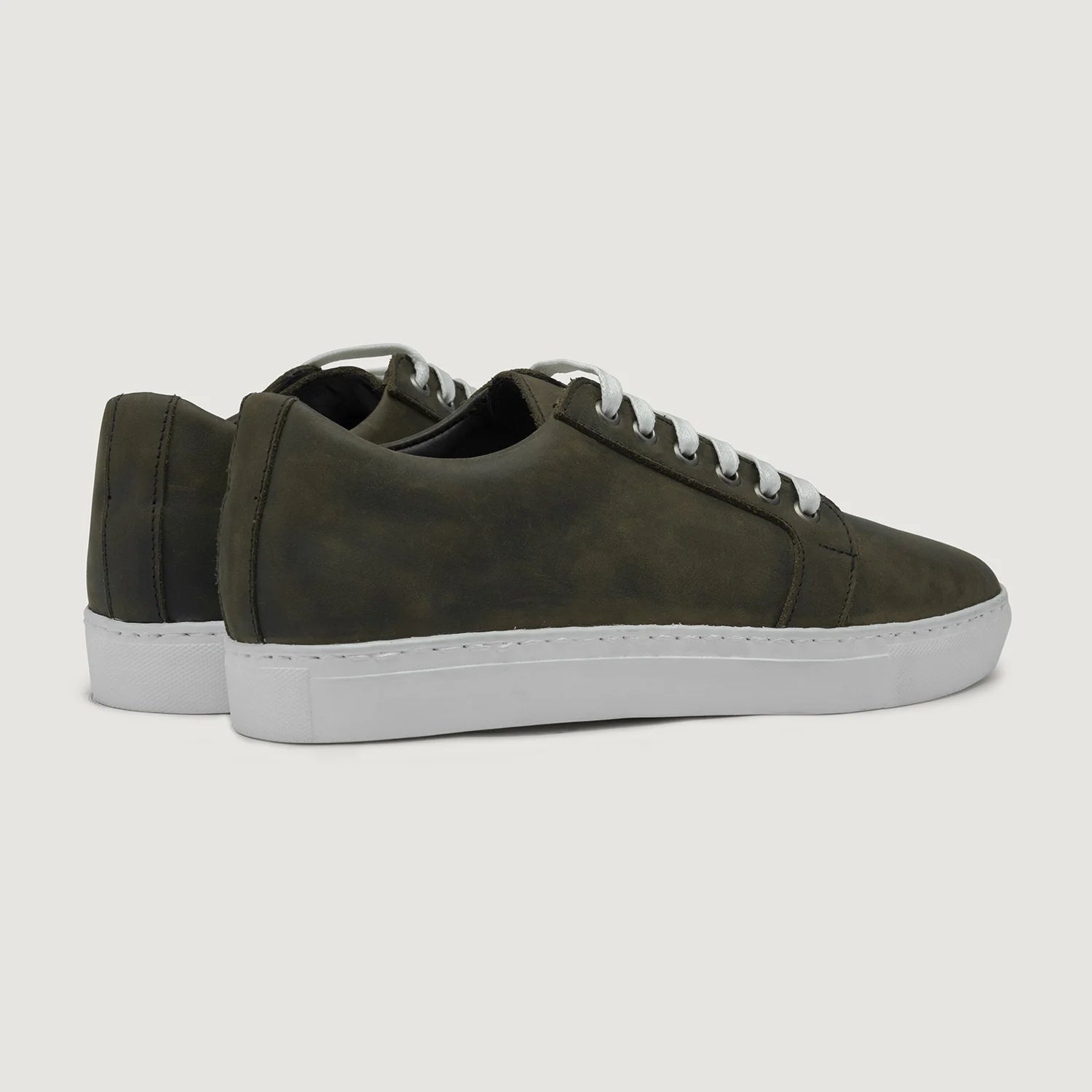 Orlaven Murphy Low Top Olive Pullup Leather Sneakers footwear image 3