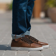 Orlaven Murphy Low Top Tan Leather Sneakers footwear image 1