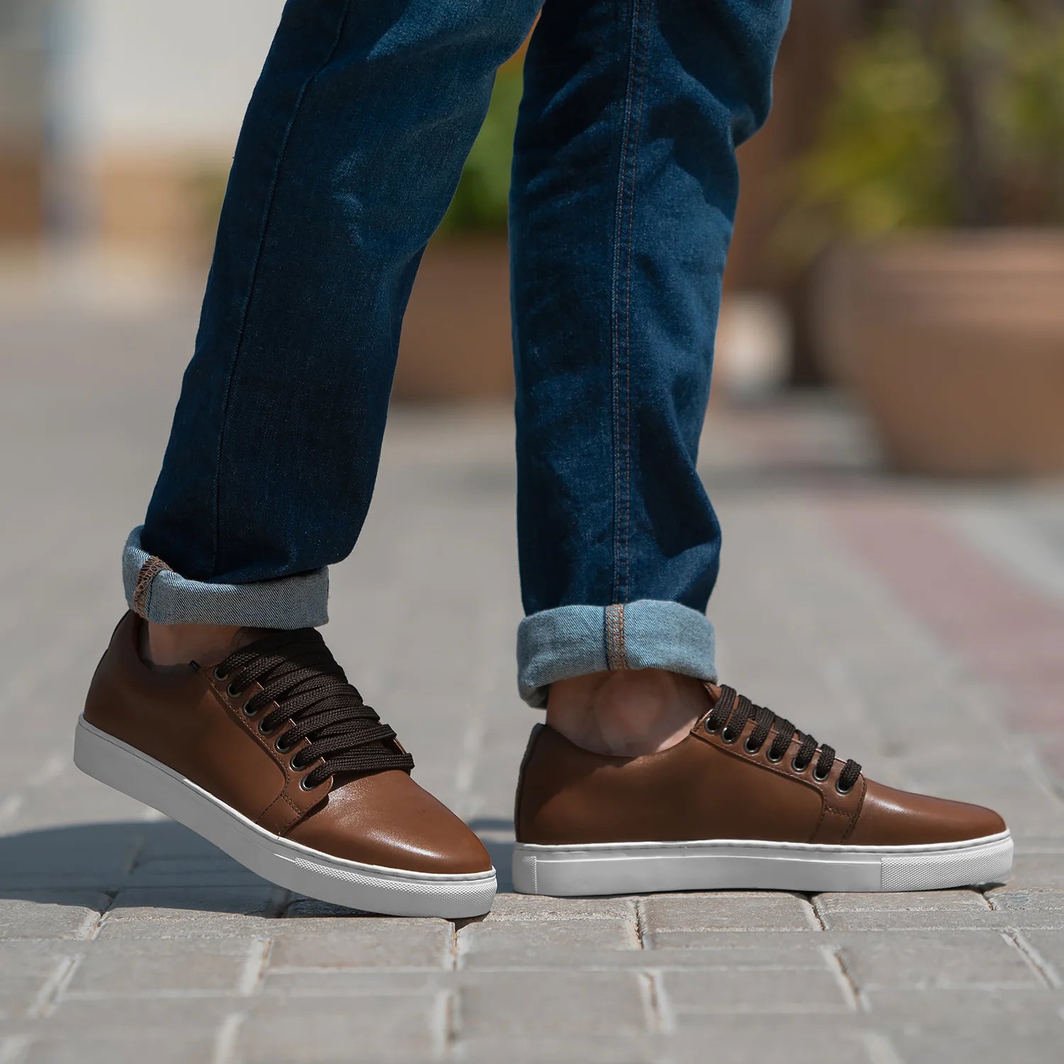 Orlaven Murphy Low Top Tan Leather Sneakers footwear image 2