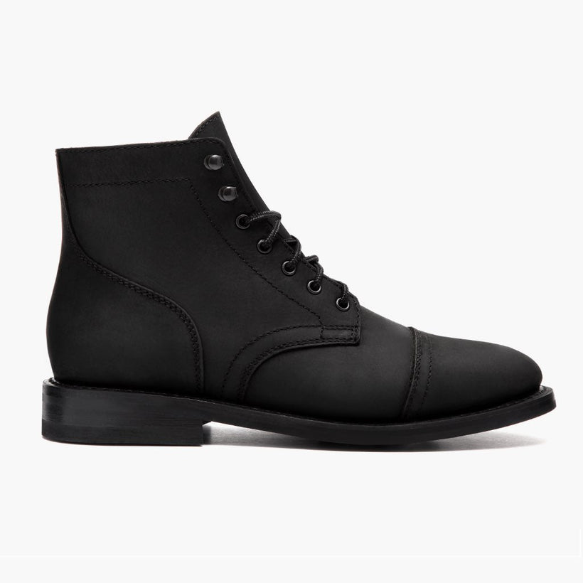 Black Full-Grain leather Boots - Goodyear Welt Construction & Front Toe Box Detail