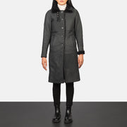 Alina Shearling Black Leather Coat