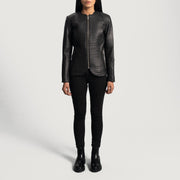 Nexi Quilted Black Leather Jacket
