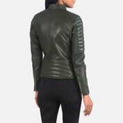 Adalyn Quilted Green Leather Biker Jacket - image 5