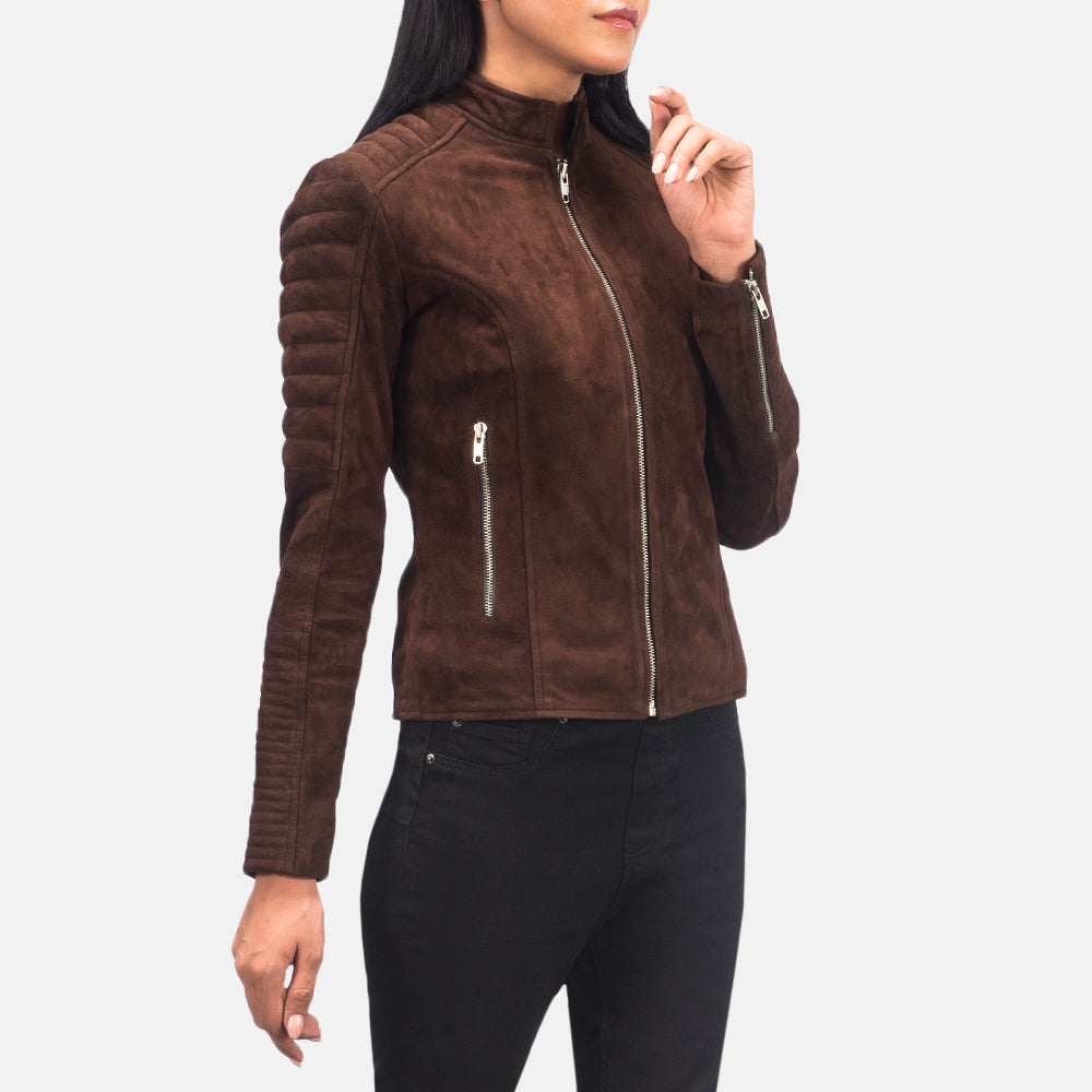 Adalyn Quilted Mocha Suede Biker Jacket - image 3