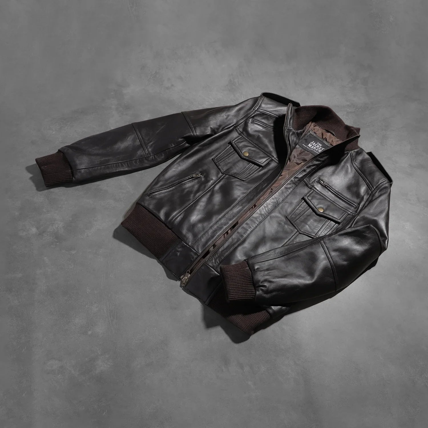 Agent Shadow Brown Leather Bomber Jacket - image 8