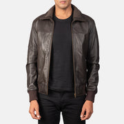 Air Rolf Brown Leather Bomber Jacket - image 1