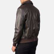 Air Rolf Brown Leather Bomber Jacket - image 5