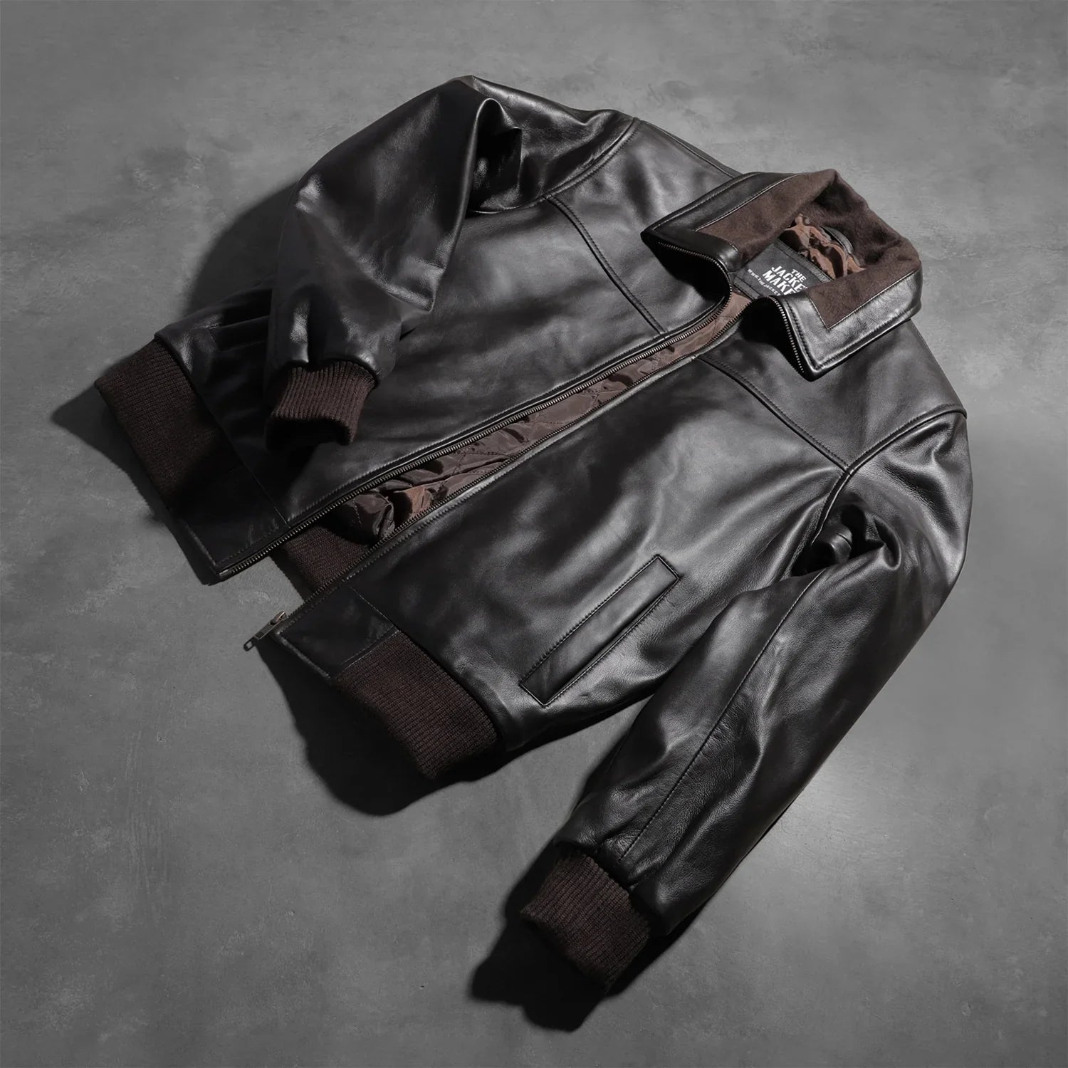 Air Rolf Brown Leather Bomber Jacket - image 7