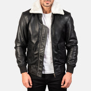 Airin G-1 Black & White Leather Bomber Jacket - image 1