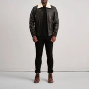 Airin G-1 Brown & Cream Leather Bomber Jacket - image 3