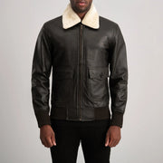 Airin G-1 Brown & Cream Leather Bomber Jacket - image 4