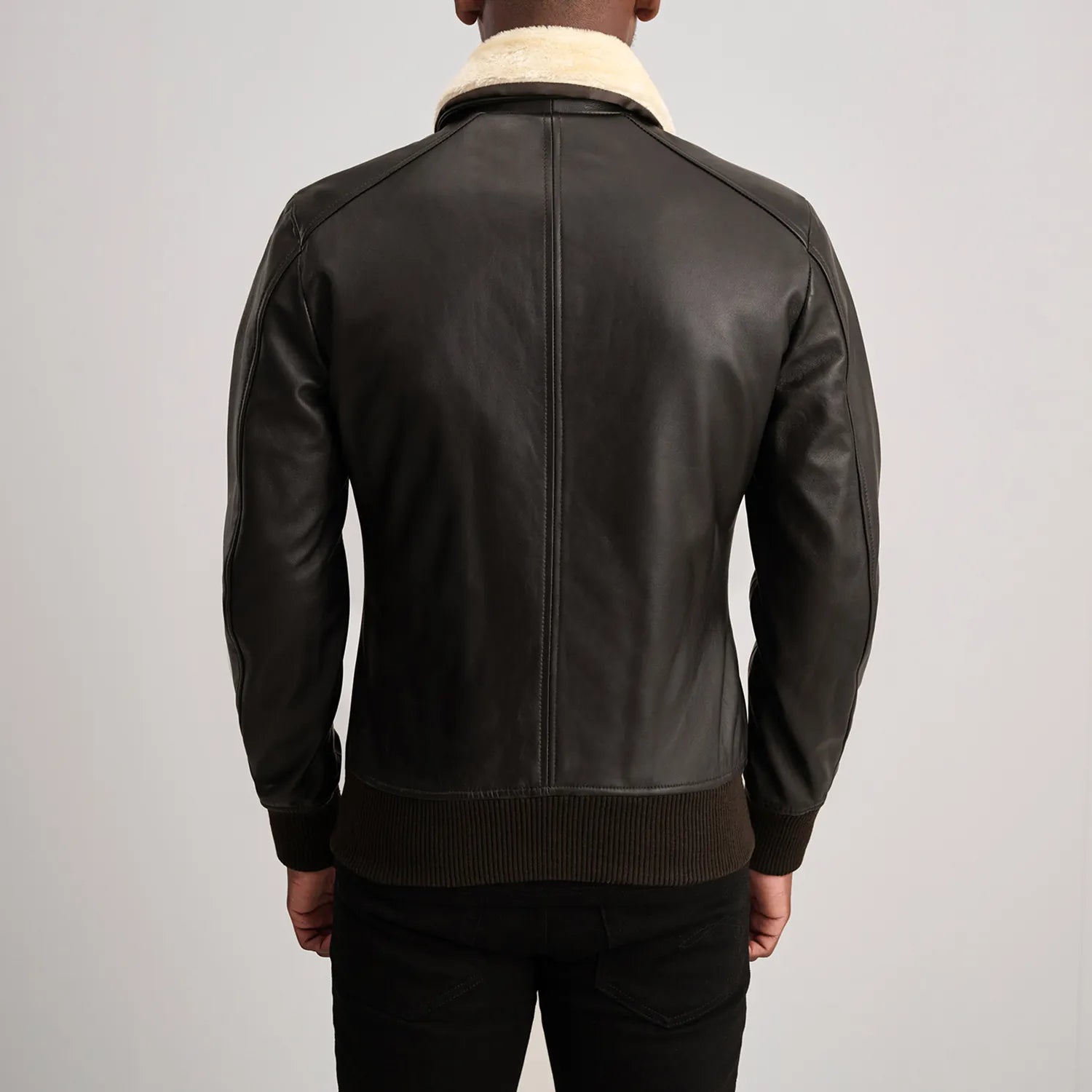 Airin G-1 Brown & Cream Leather Bomber Jacket - image 5