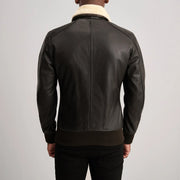 Airin G-1 Brown & Cream Leather Bomber Jacket - image 5