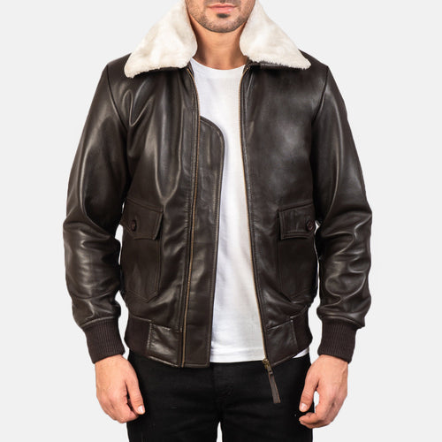Airin G-1 Brown Leather Bomber Jacket - image 1