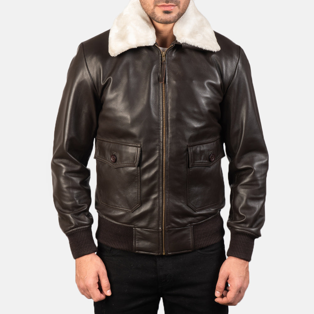 Airin G-1 Brown Leather Bomber Jacket - image 4