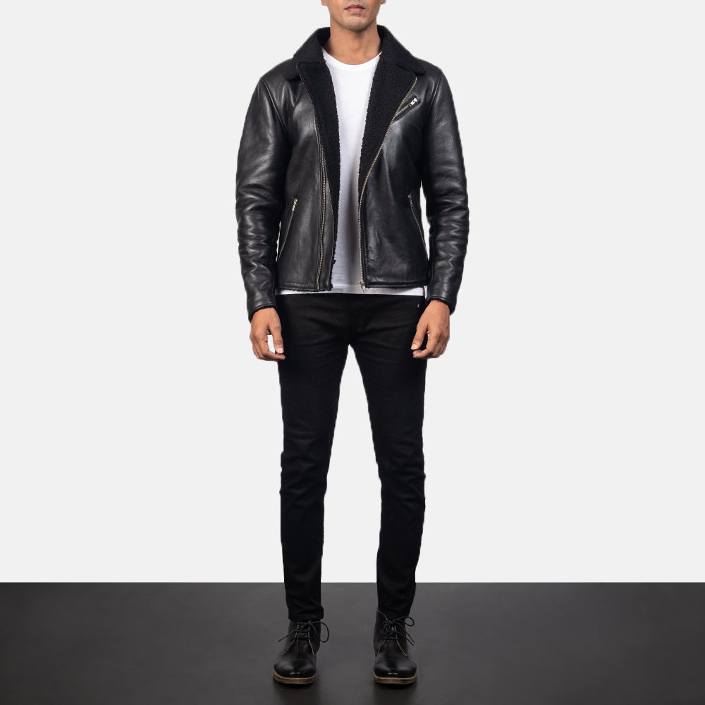 Alberto Shearling Black Leather Jacket - image 4