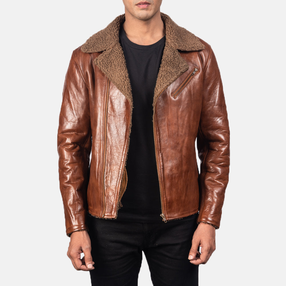 Alberto Shearling Brown Leather Jacket - image 1