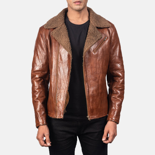 Alberto Shearling Brown Leather Jacket - image 1
