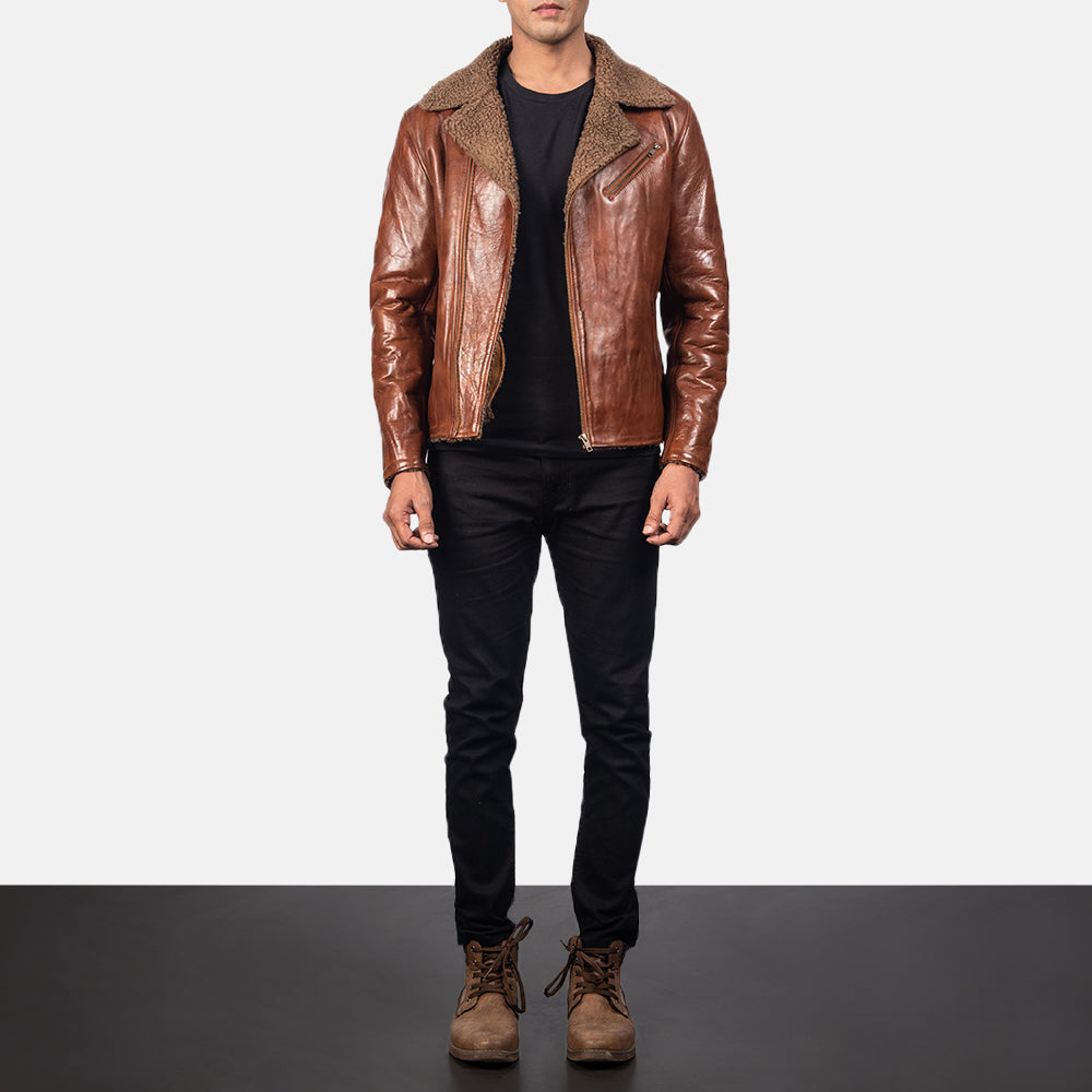 Alberto Shearling Brown Leather Jacket - image 4
