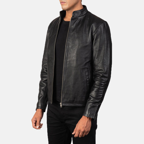 Alex Black Leather Biker Jacket - image 2