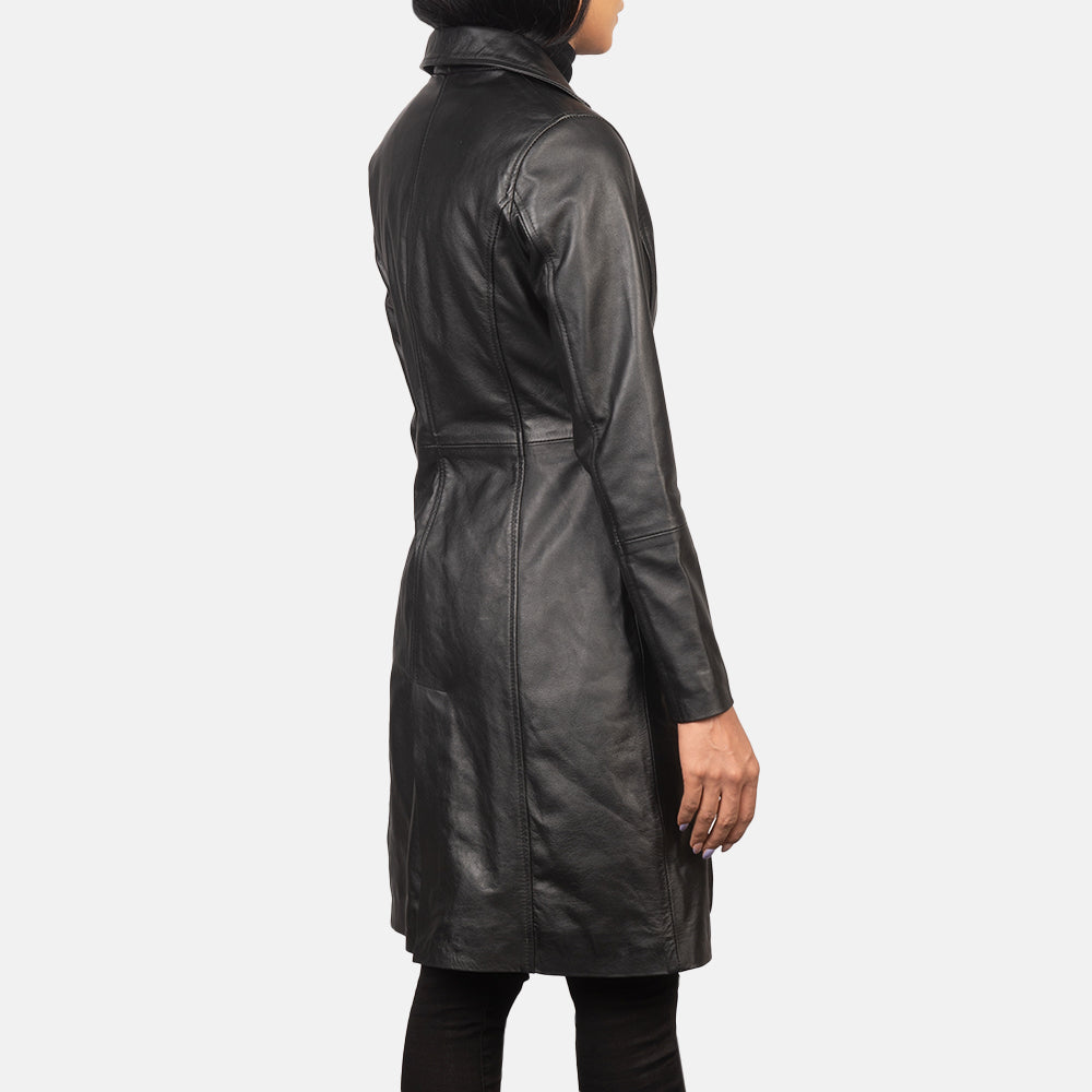 Alexis Black Single Breasted Leather Coat – alternate product view 5