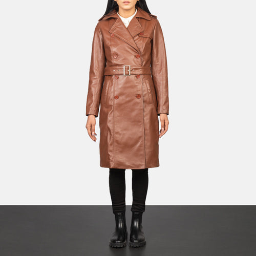 Alice Brown Double Breasted Leather Coat - image 1