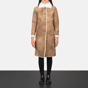 Alina Shearling Brown Leather Coat - image 3