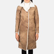Alina Shearling Brown Leather Coat - image 5