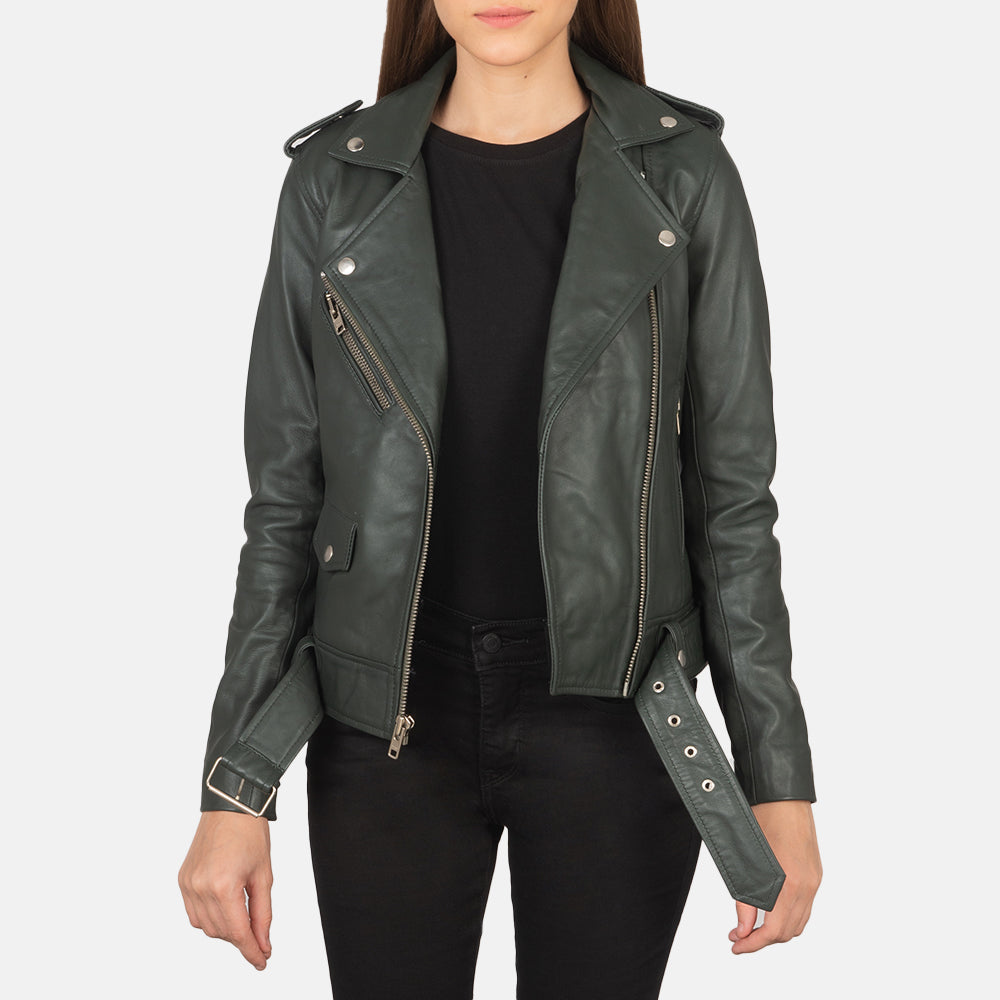 Alison Green Leather Biker Jacket - image 1