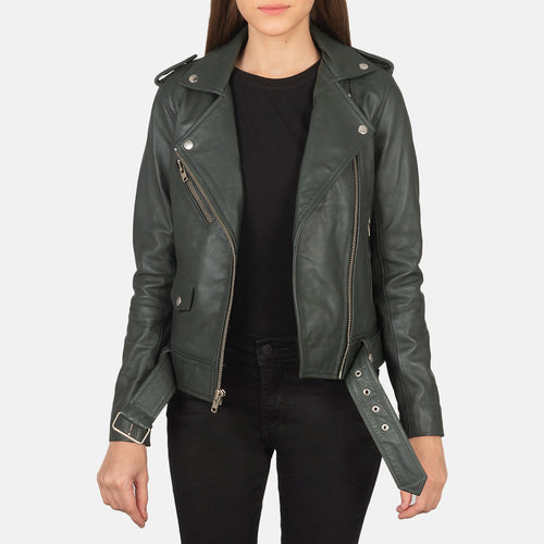 Alison Green Leather Biker Jacket - image 1