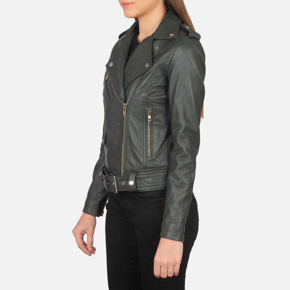 Alison Green Leather Biker Jacket – alternate product view 2