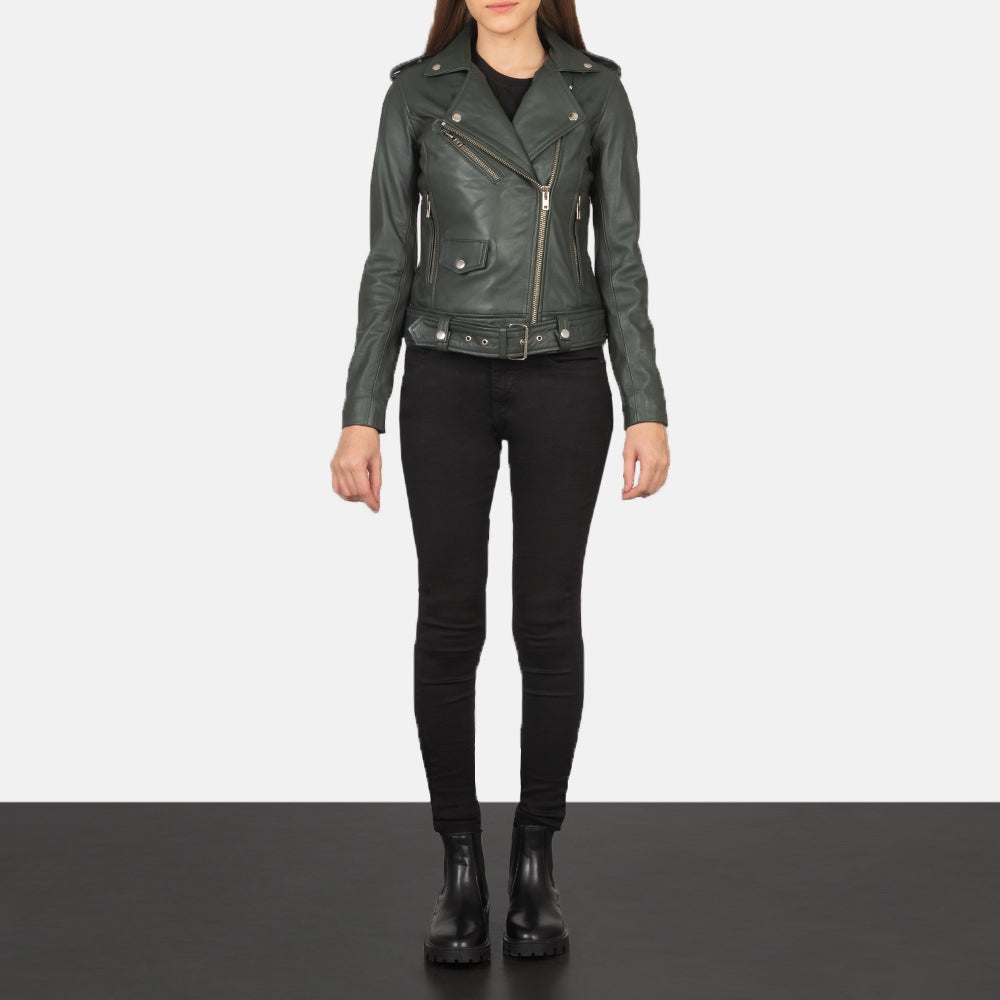 Alison Green Leather Biker Jacket – alternate product view 3