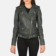 Alison Green Leather Biker Jacket - image 4