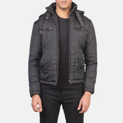 Alps Quilted Black Hooded Windbreaker Jacket - image 1