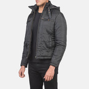 Alps Quilted Black Hooded Windbreaker Jacket - image 2