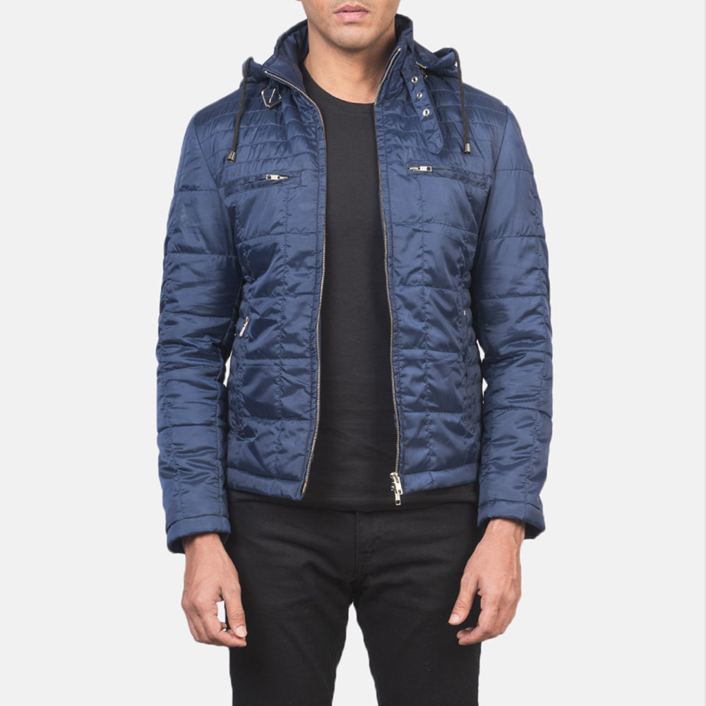 Alps Quilted Blue Hooded Windbreaker Jacket - image 1