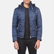 Alps Quilted Blue Hooded Windbreaker Jacket - image 1