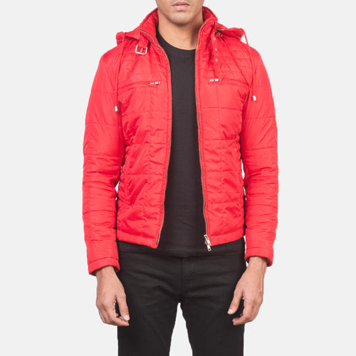 Alps Quilted Red Hooded Windbreaker Jacket - image 1