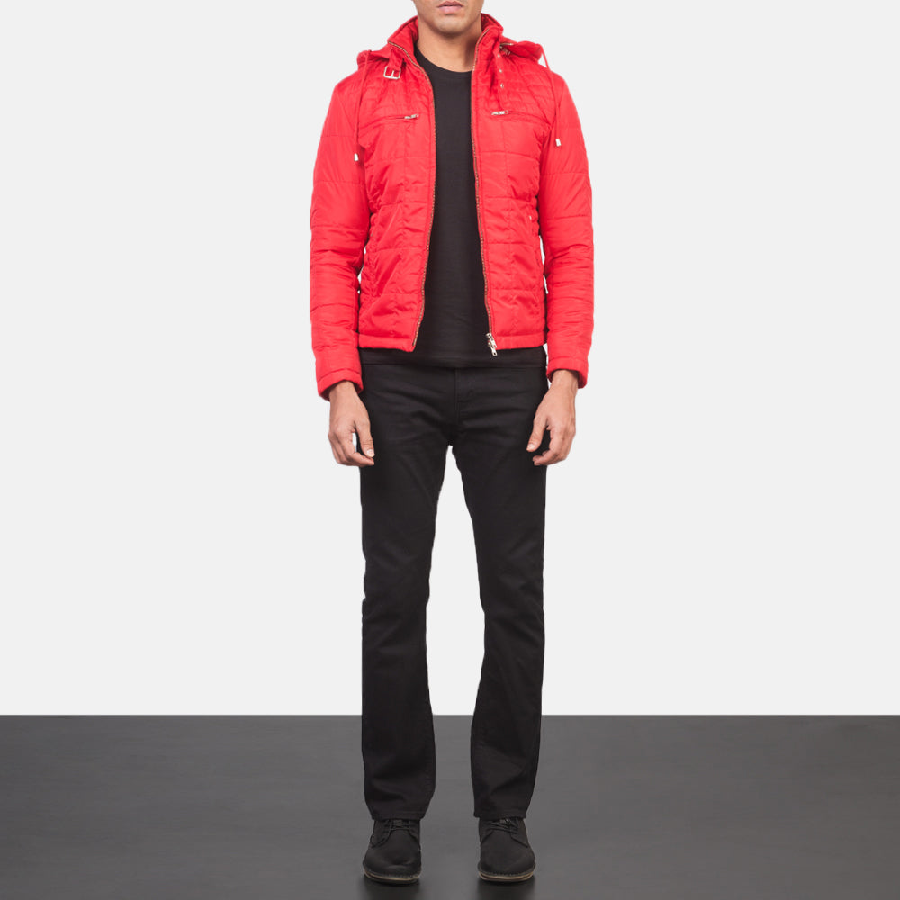 Alps Quilted Red Hooded Windbreaker Jacket - image 3