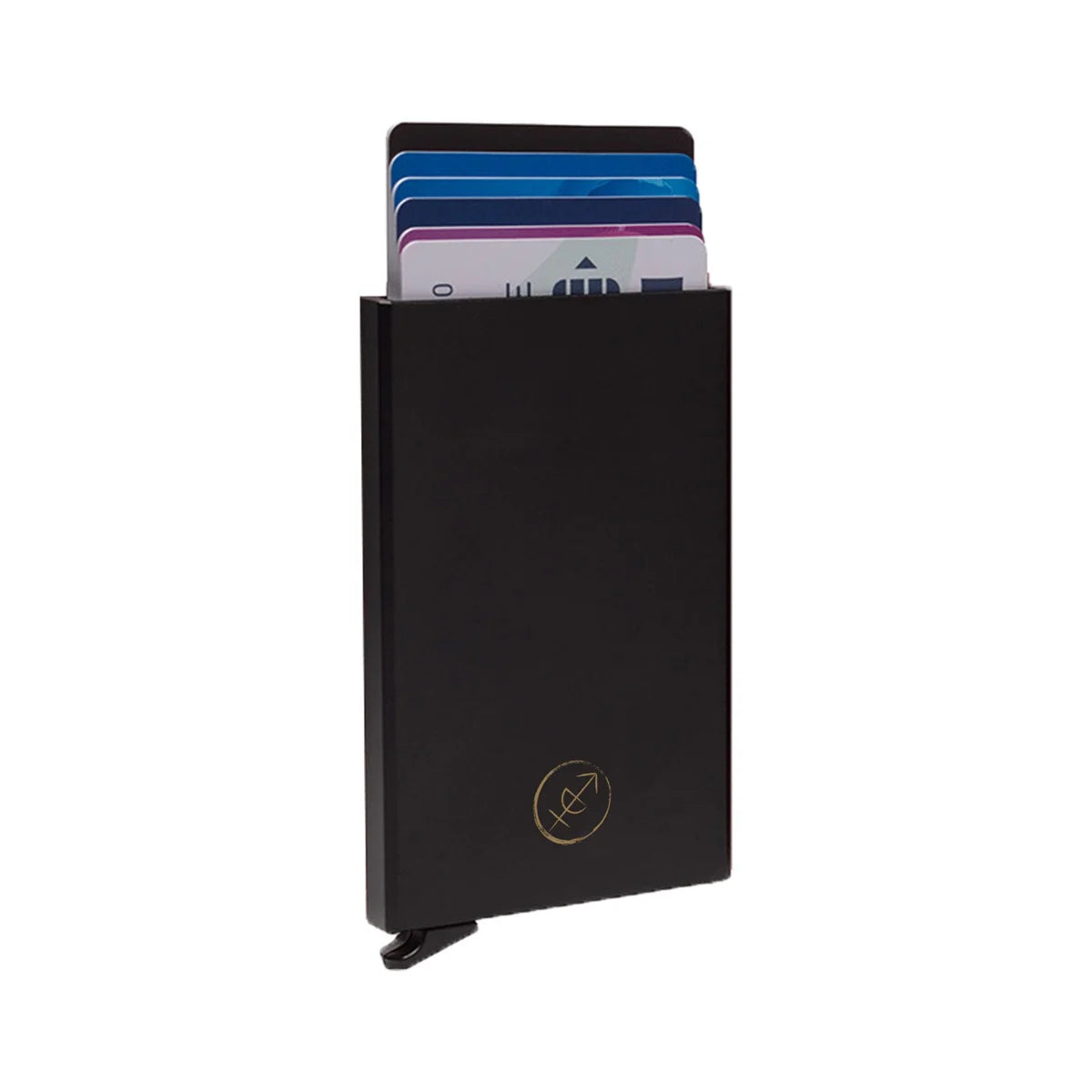 Black Aluminium Card Holder, front view